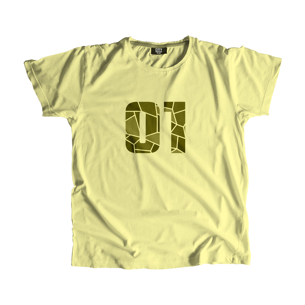 01 Number Men Unisex T-Shirt (Butter Yellow)