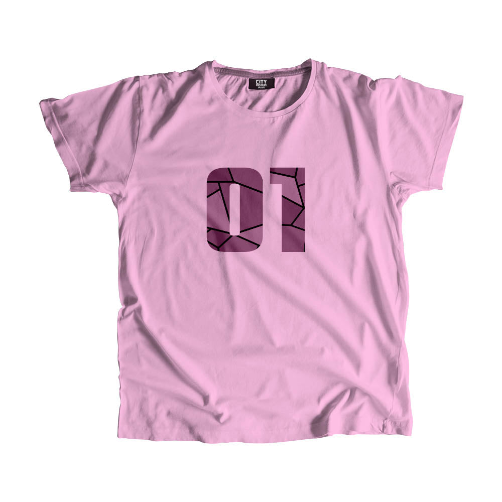 01 Number Men Unisex T-Shirt (Light Pink)