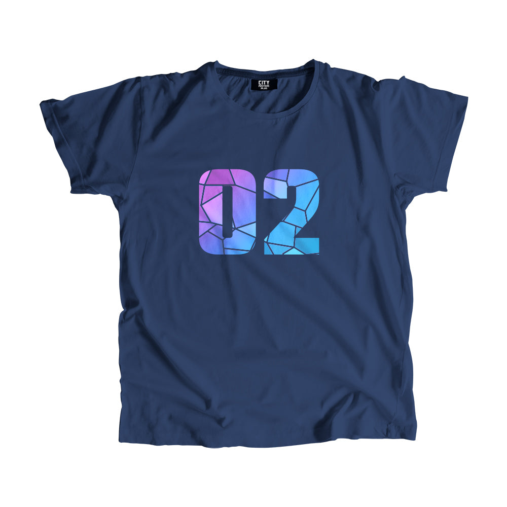 02 Number Men Unisex T-Shirt (Navy Blue)