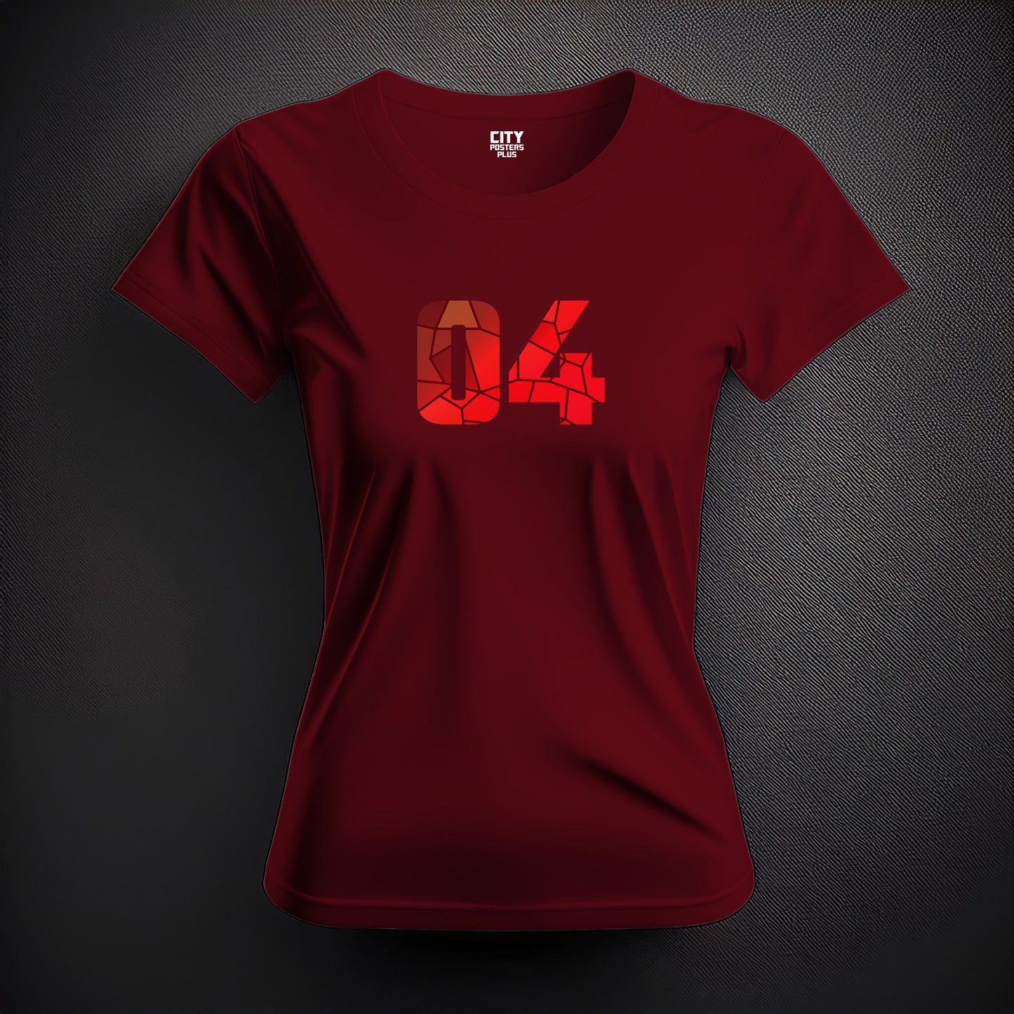 04 Number Women T-Shirt (Maroon)