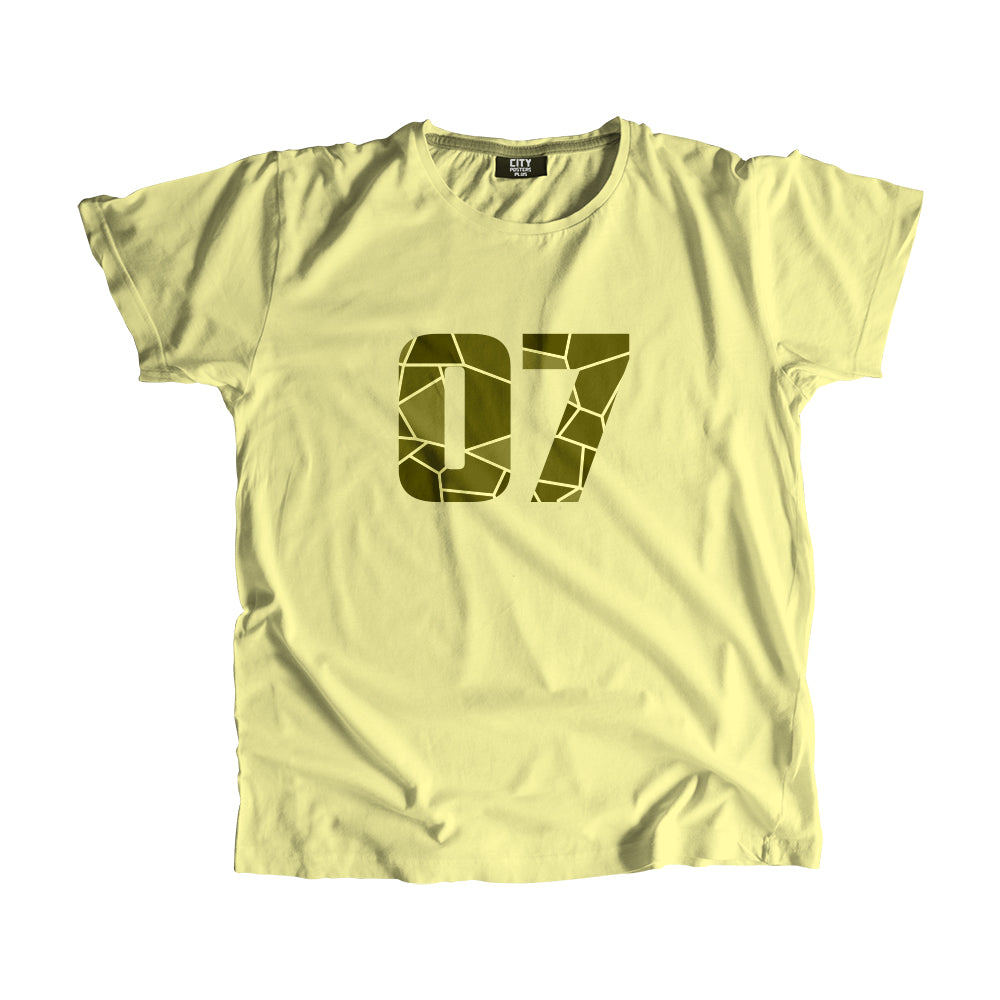 07 Number Men Unisex T-Shirt (Butter Yellow)