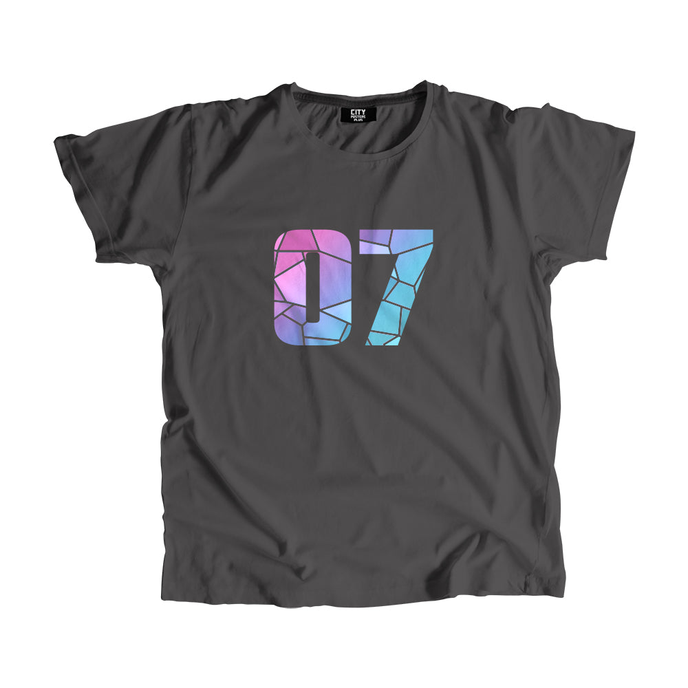 07 Number Men Unisex T-Shirt (Charcoal Grey)