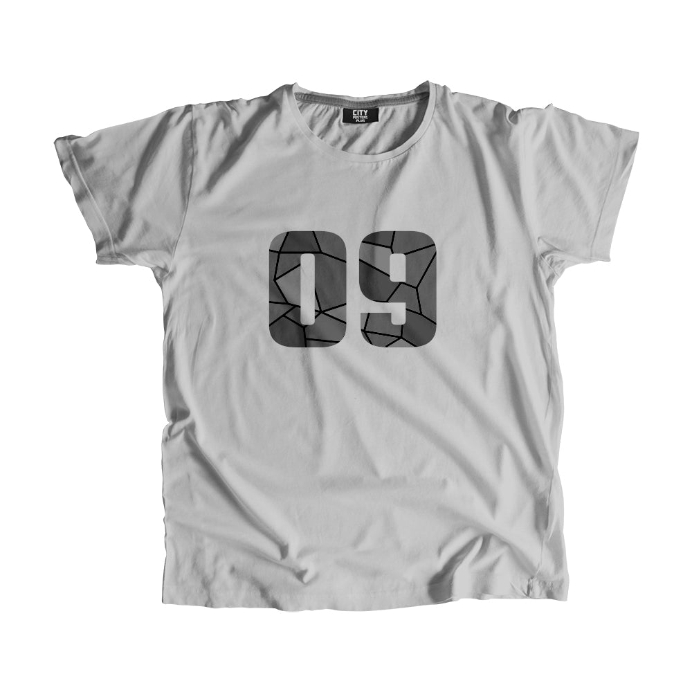 09 Number Men Unisex T-Shirt (Melange Grey)