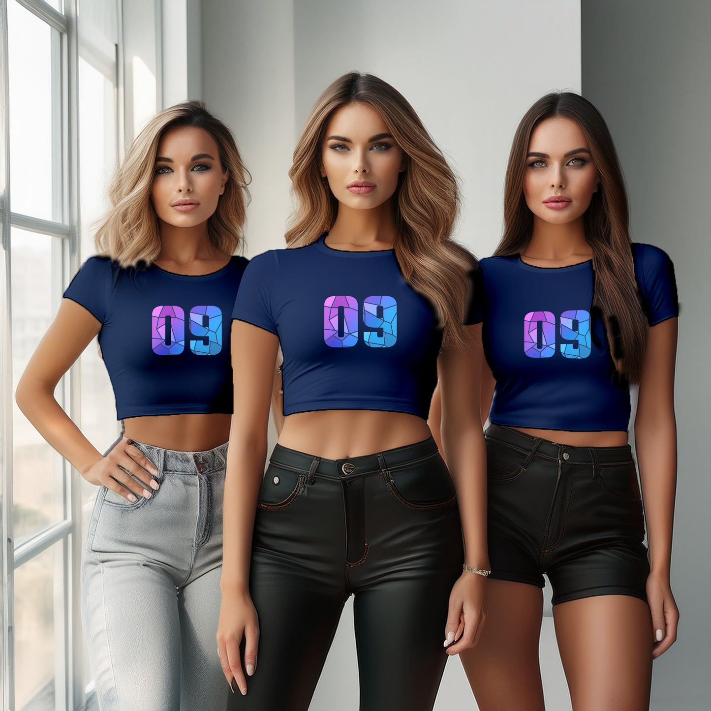 09 Number Women Crop Top (Navy Blue)