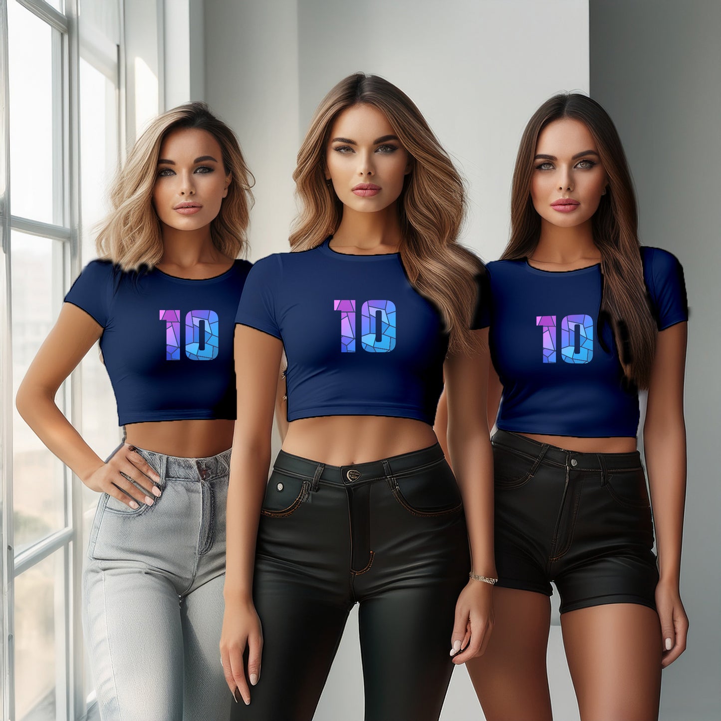 10 Number Women Crop Top (Navy Blue)