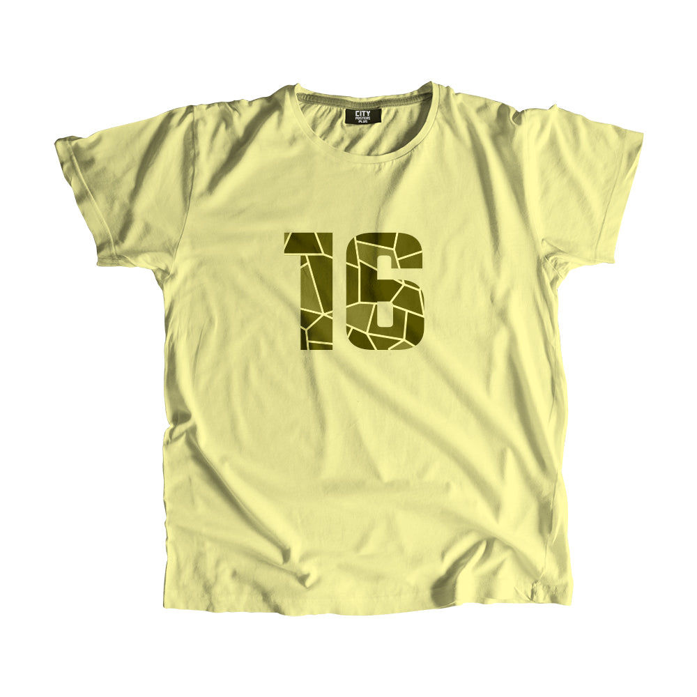16 Number Men Unisex T-Shirt (Butter Yellow)