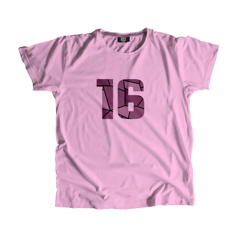 16 Number Men Unisex T-Shirt (Light Pink)