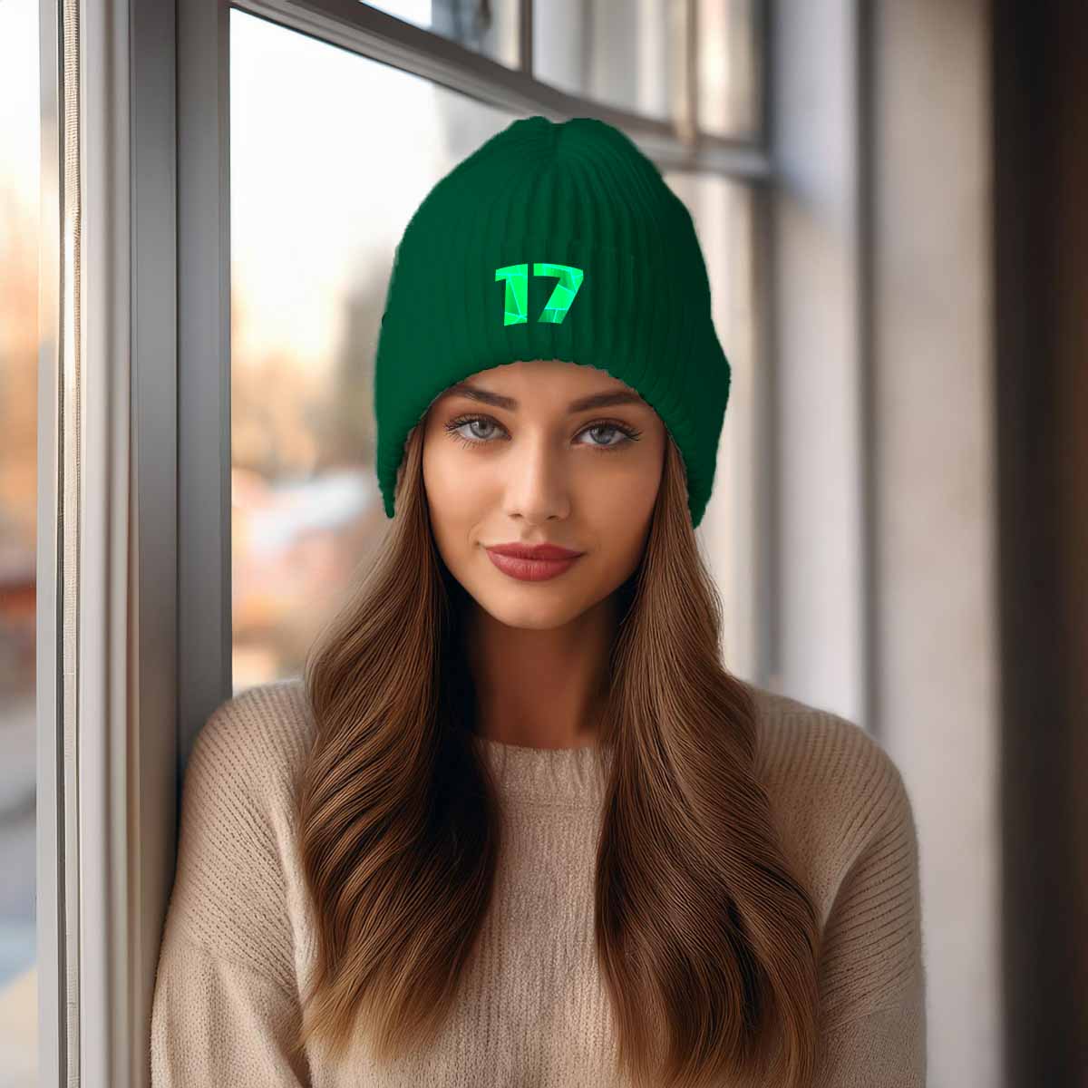Beanies Plus 17 Number Beanie | Modern Numeric Knit Winter Hat