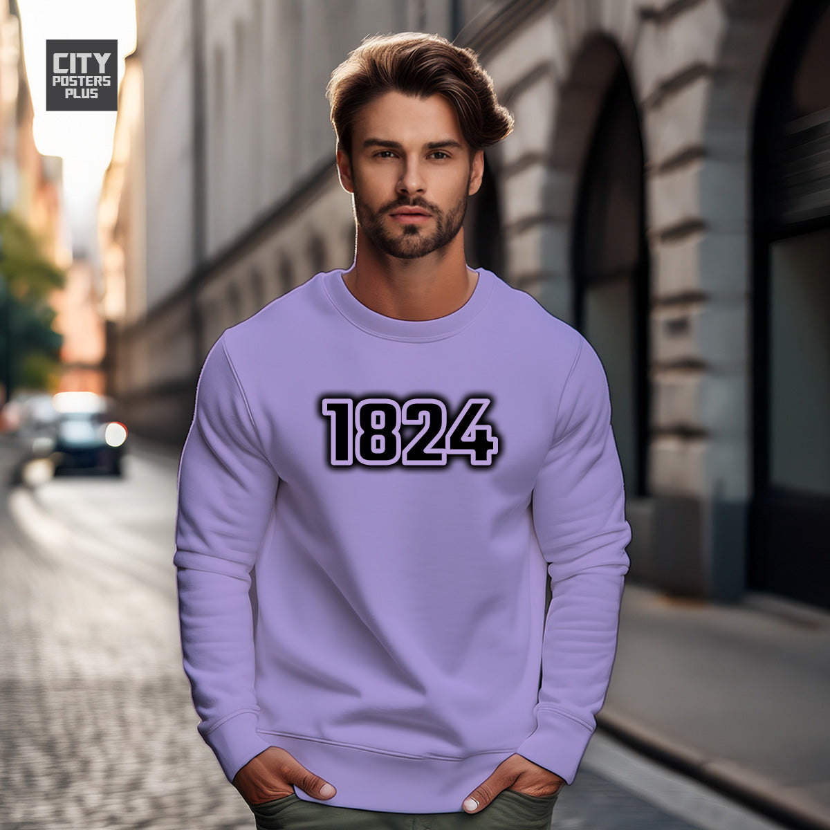 1824 Year Men Unisex Sweatshirt (Iris Lavender)