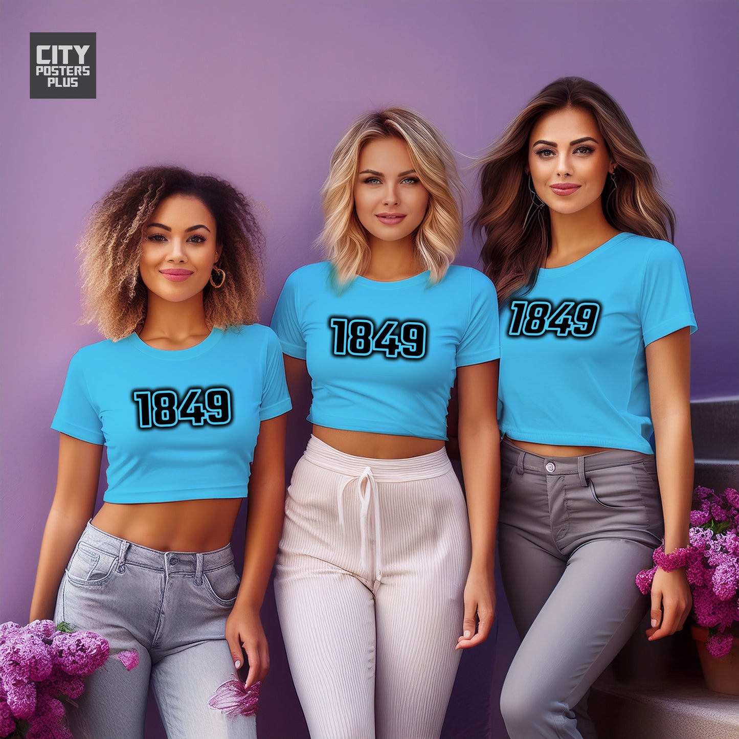1849 Year Women Crop Top (Sky Blue)