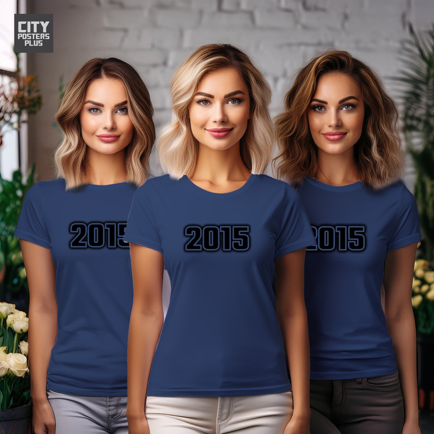 2015 Year Women T-Shirt (Navy Blue)