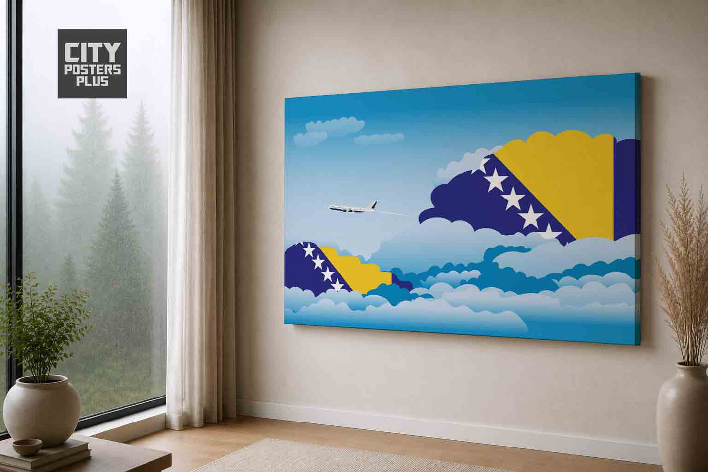 Bosnia and Herzegovina Day Clouds Canvas Framed Prints | Country & City Wall Art | City Posters Plus