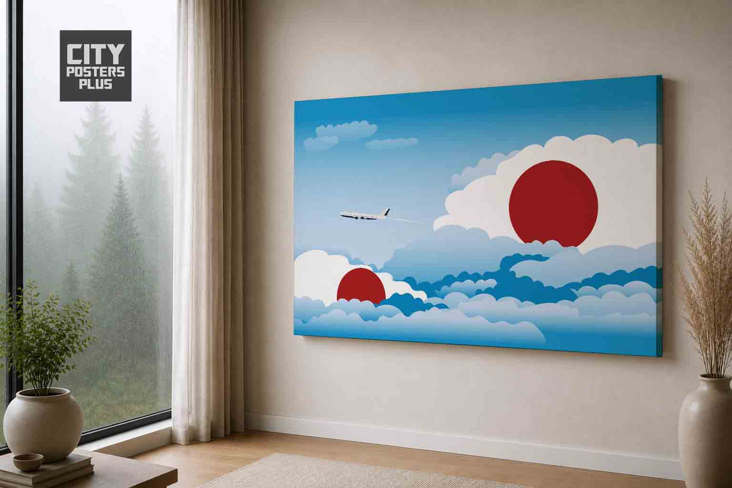 Japan Day Clouds Canvas Framed Prints | Country & City Wall Art | City Posters Plus