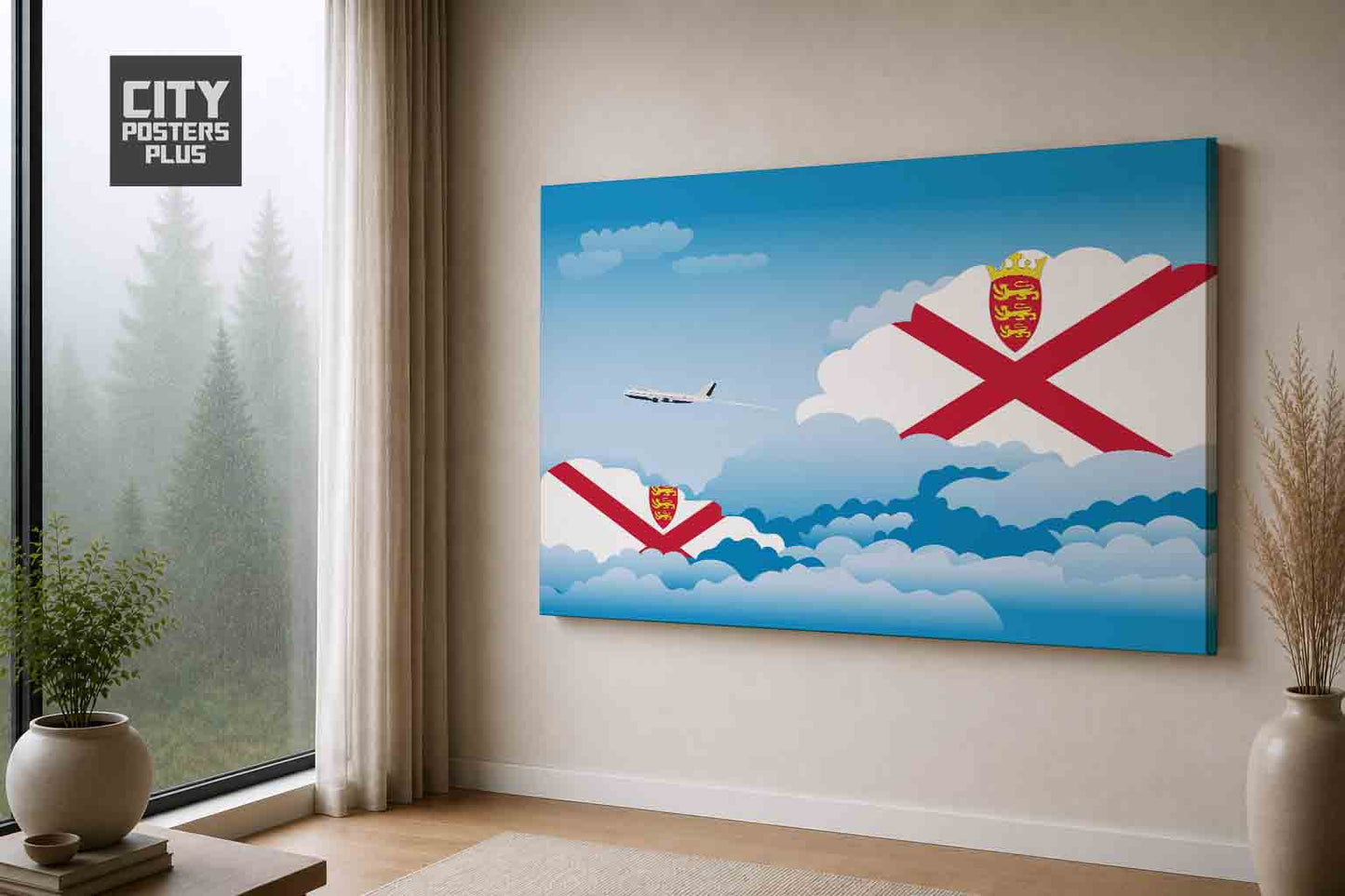 Jersey Day Clouds Canvas Framed Prints | Country & City Wall Art | City Posters Plus