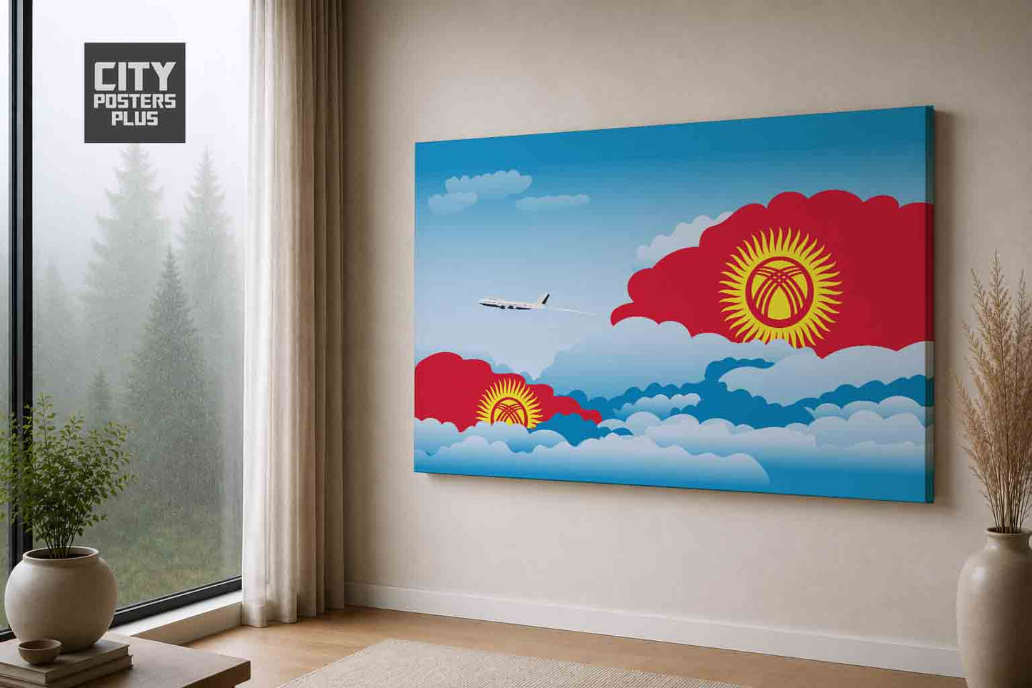 Kyrgyzstan Day Clouds Canvas Framed Prints | Country & City Wall Art | City Posters Plus