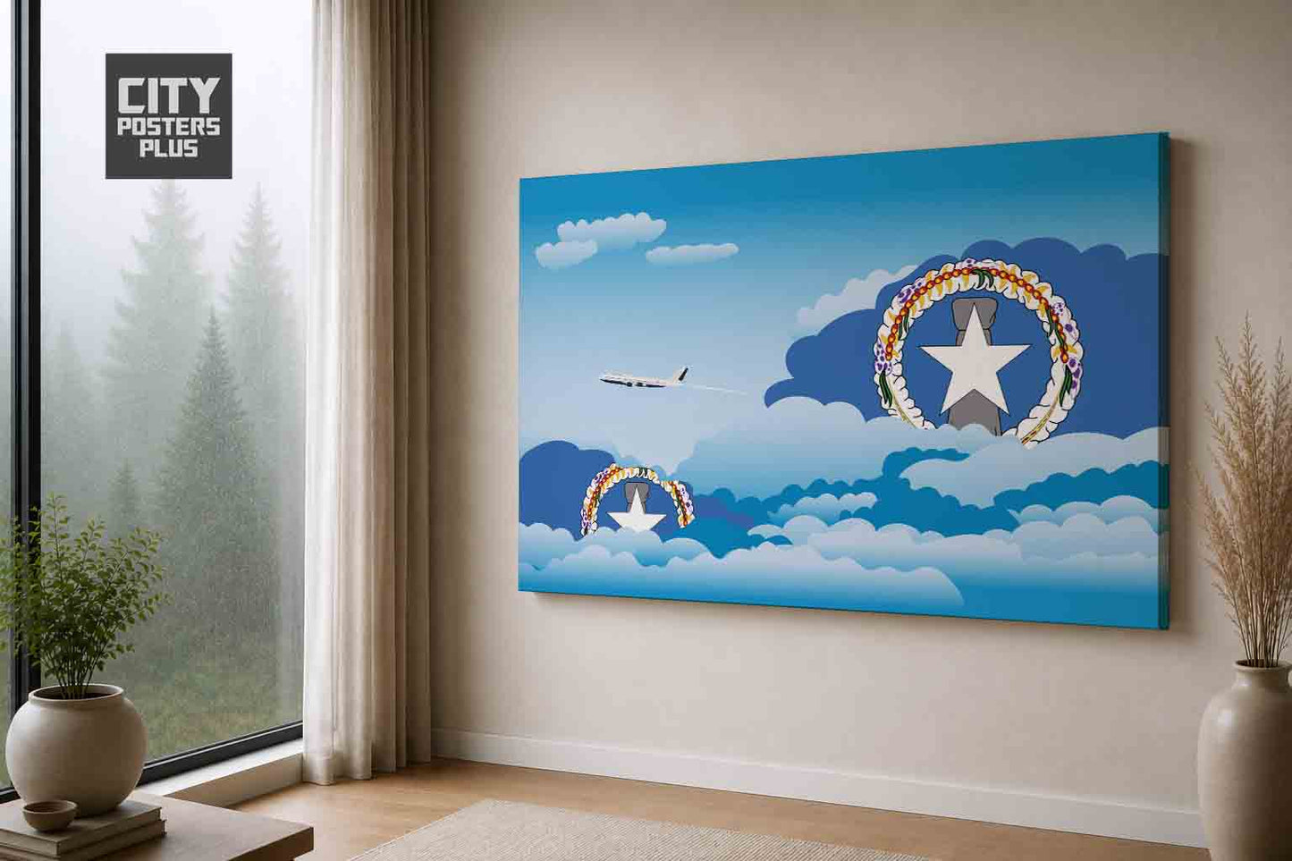 Northern Mariana Islands Day Clouds Canvas Framed Prints | Country & City Wall Art | City Posters Plus
