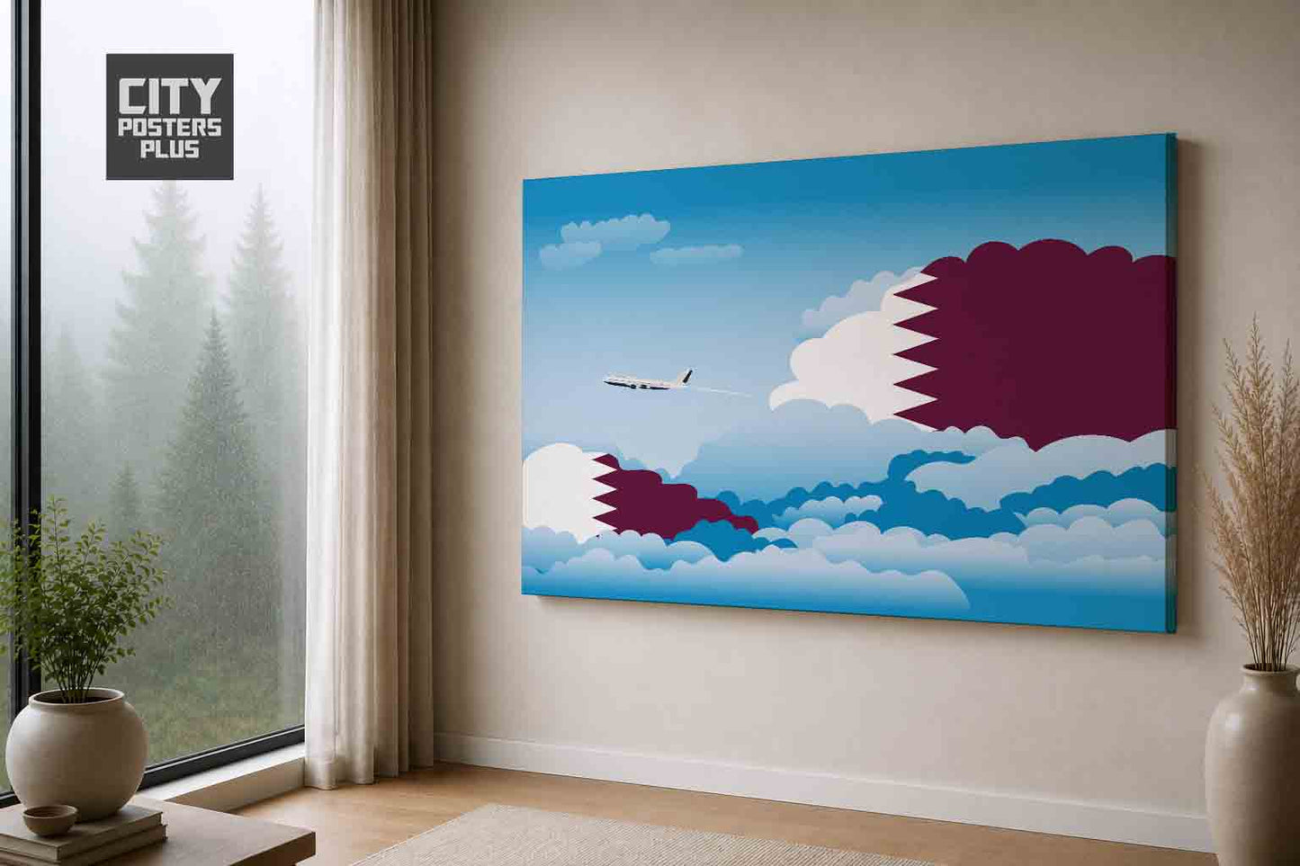 Qatar Day Clouds Canvas Framed Prints | Country & City Wall Art | City Posters Plus