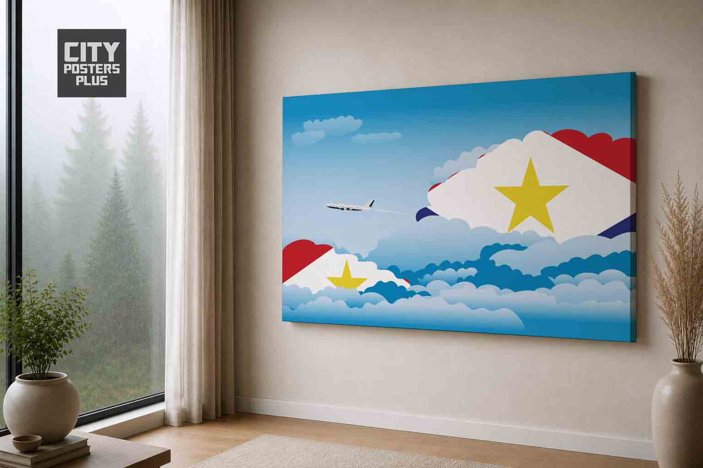 Saba Day Clouds Canvas Framed Prints | Country & City Wall Art | City Posters Plus