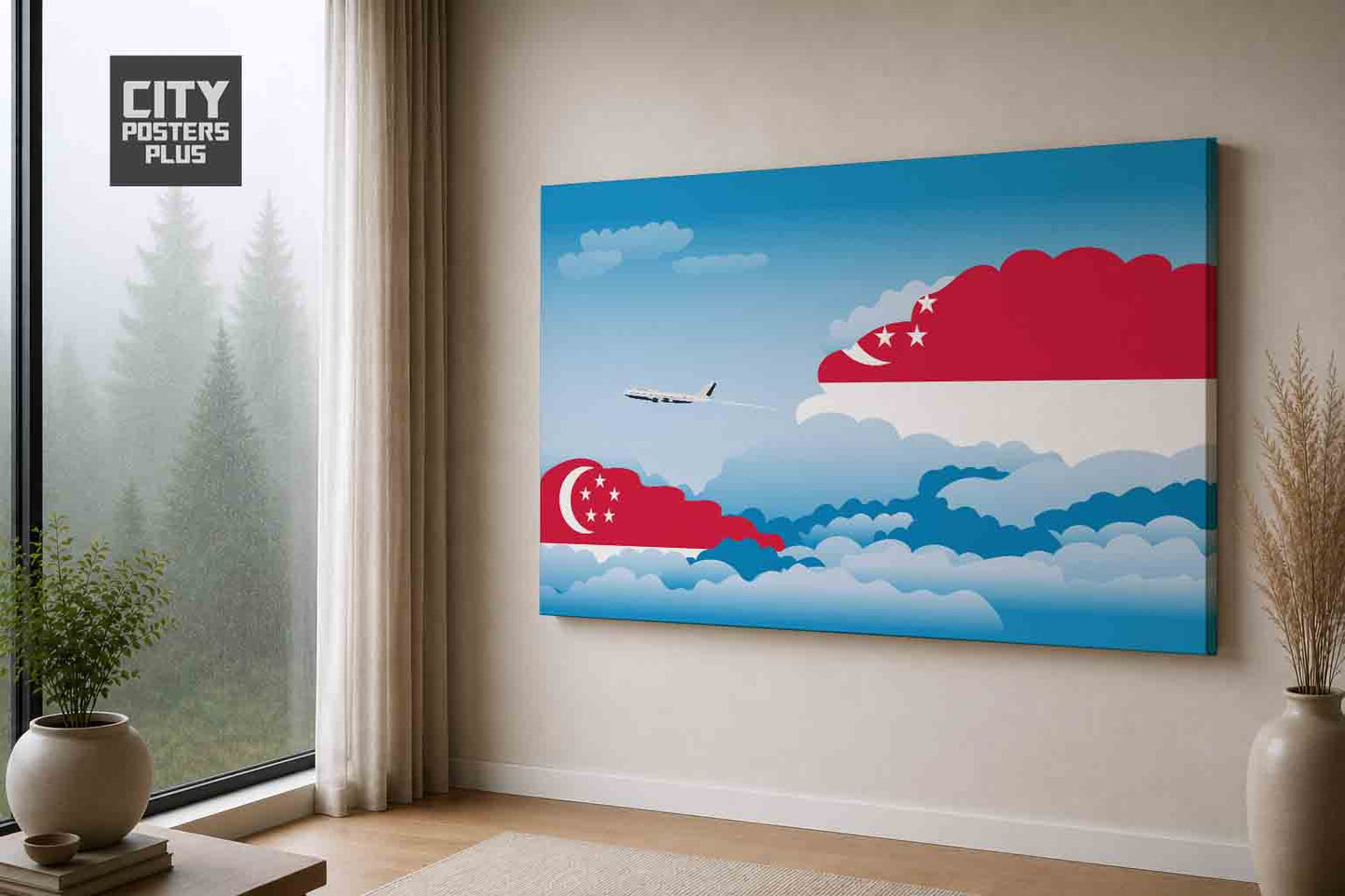 Singapore Day Clouds Canvas Framed Prints | Country & City Wall Art | City Posters Plus