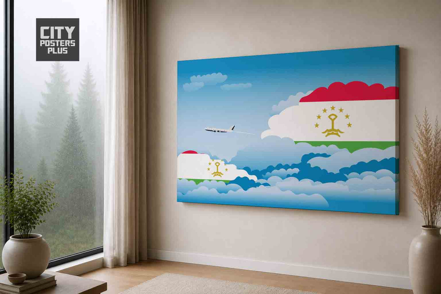 Tajikistan Day Clouds Canvas Framed Prints | Country & City Wall Art | City Posters Plus