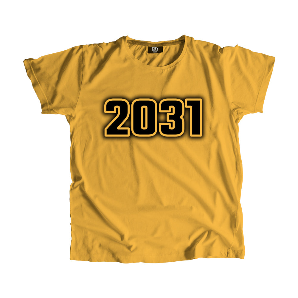 2031 Year Men Unisex T-Shirt (Golden Yellow)