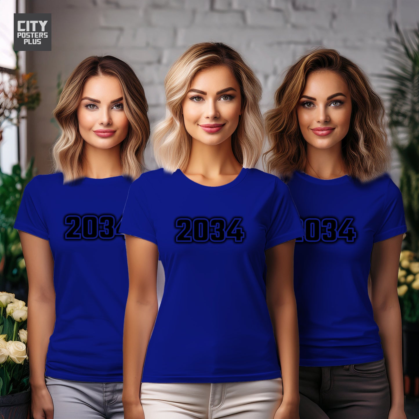 2034 Year Women T-Shirt (Royal Blue)