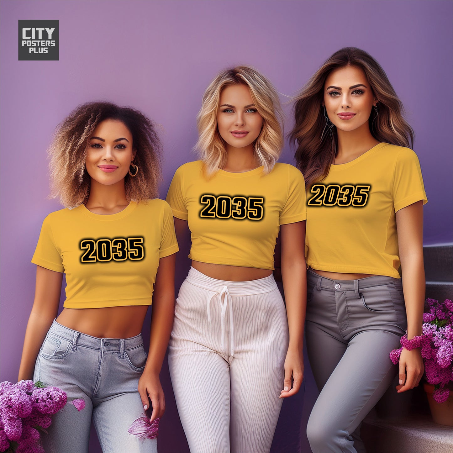 2035 Year Women Crop Top (Golden Yellow)