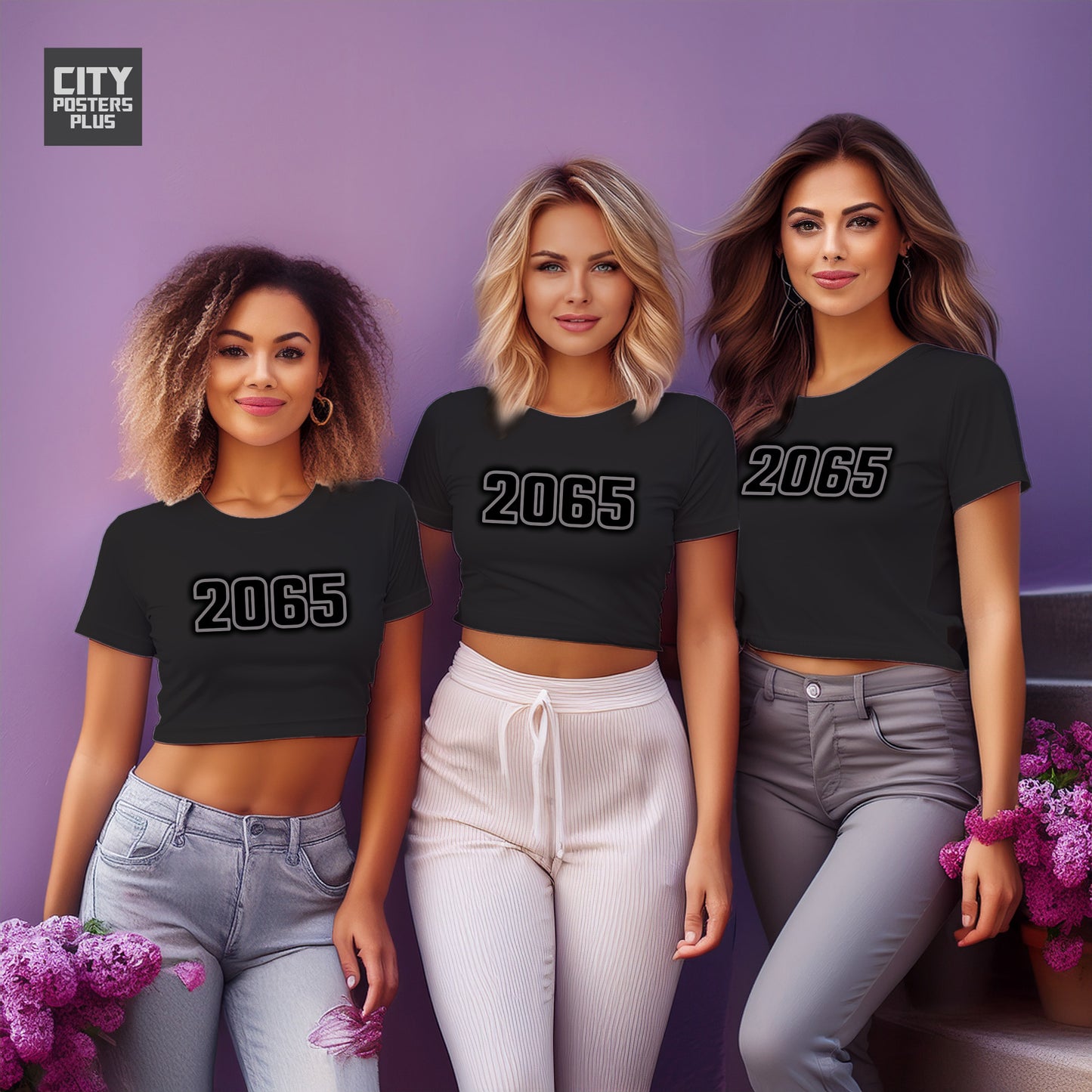 2065 Year Women Crop Top (Black)