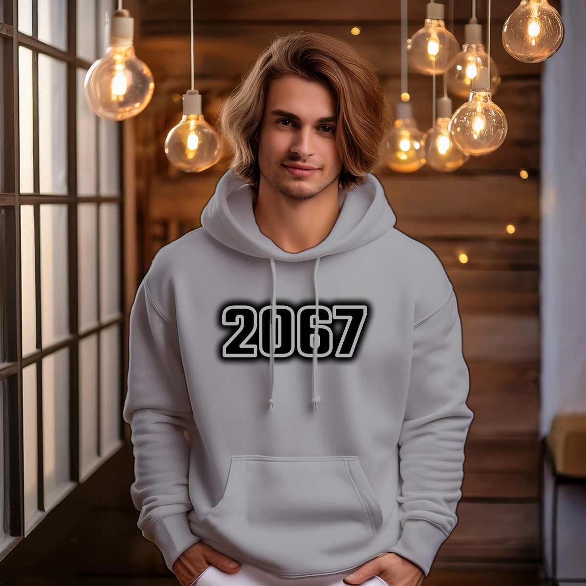 2067 Year Men Unisex Hoodie (Melange Grey)