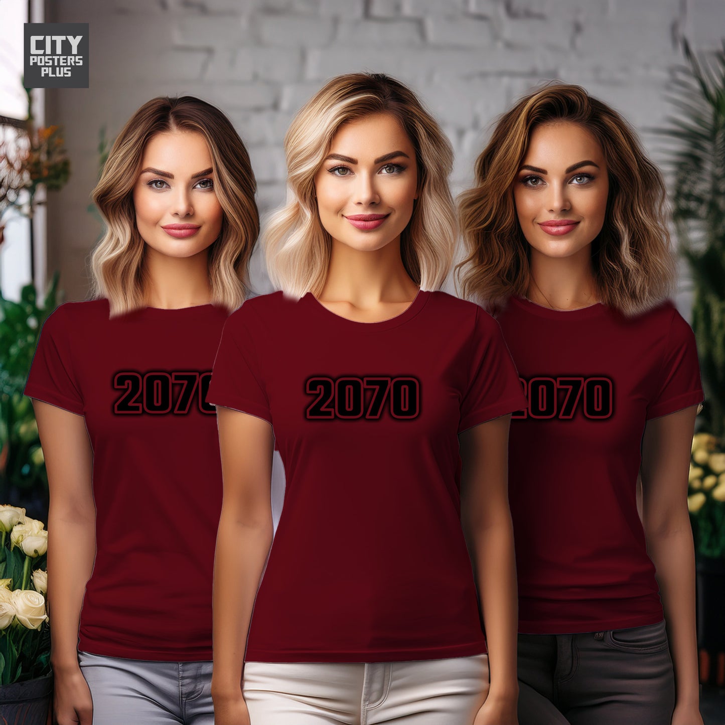 2070 Year Women T-Shirt (Maroon)
