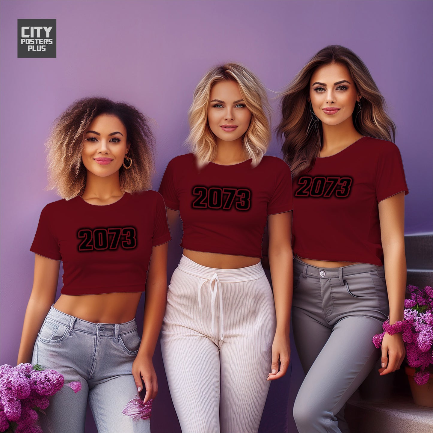 2073 Year Women Crop Top (Maroon)