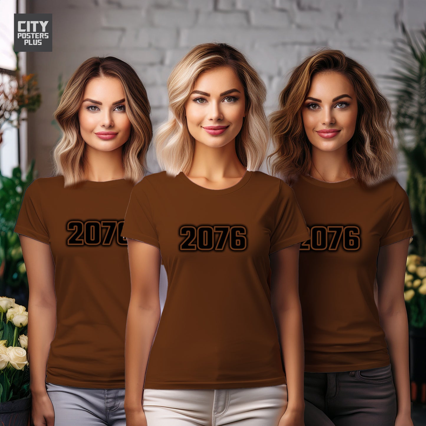 2076 Year Women T-Shirt (Brown)