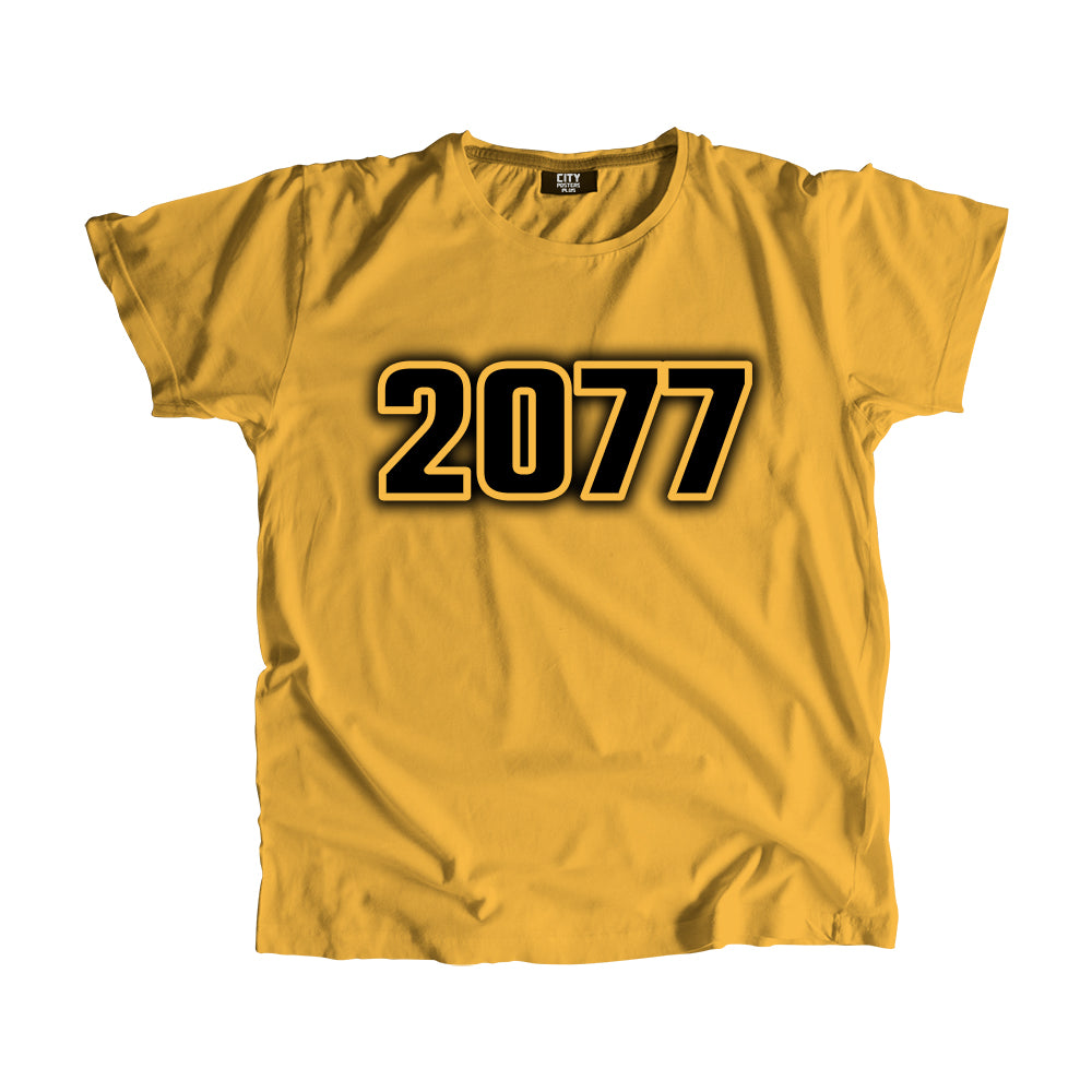 2077 Year Men Unisex T-Shirt (Golden Yellow)
