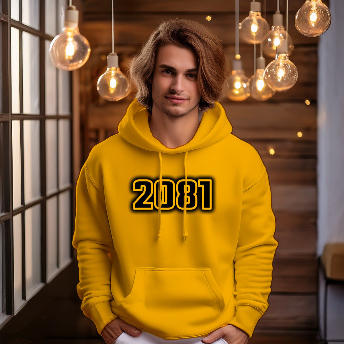 2081 Year Men Unisex Hoodie (Golden Yellow)