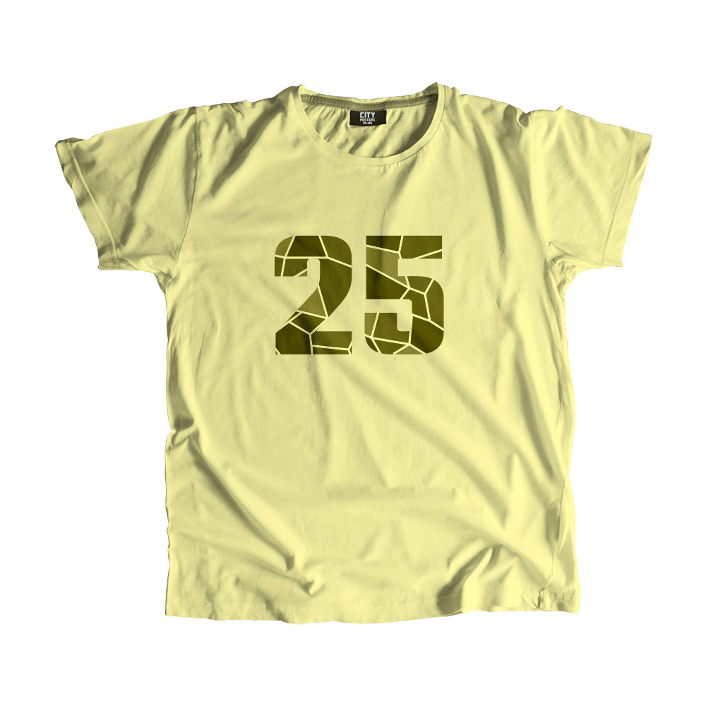 25 Number Men Unisex T-Shirt (Butter Yellow)