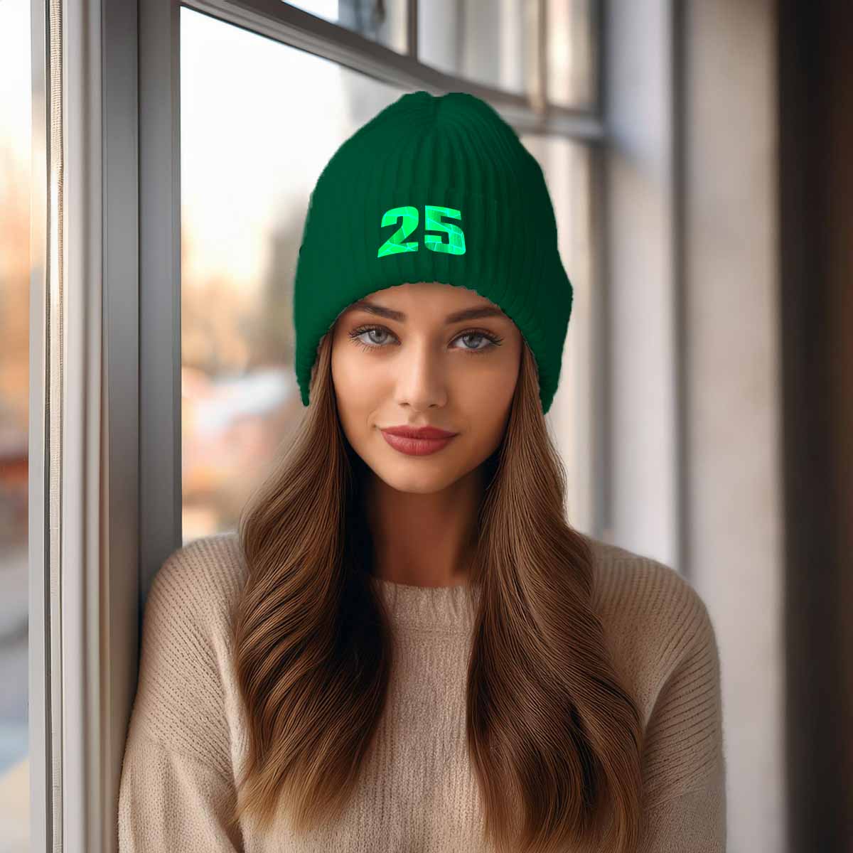 Beanies Plus 25 Number Beanie | Modern Numeric Knit Winter Hat