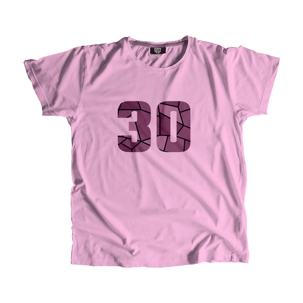 30 Number Men Unisex T-Shirt (Light Pink)