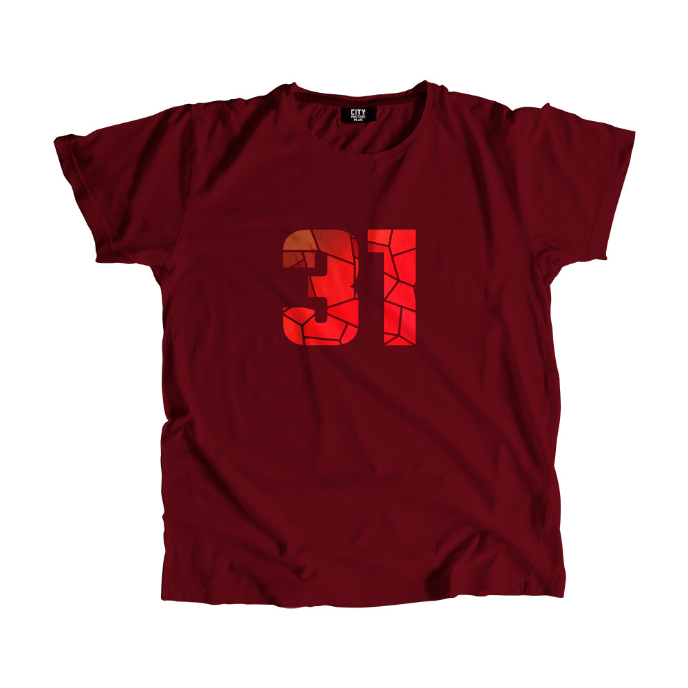 31 Number Men Unisex T-Shirt (Maroon)