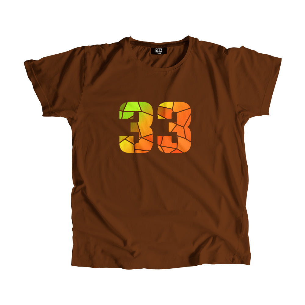 33 Number Men Unisex T-Shirt (Brown)