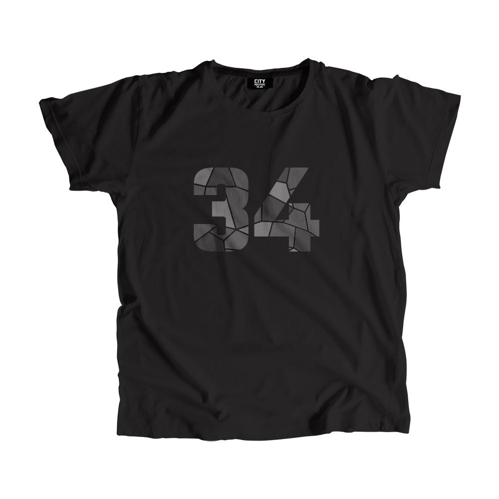34 Number Men Unisex T-Shirt (Black)