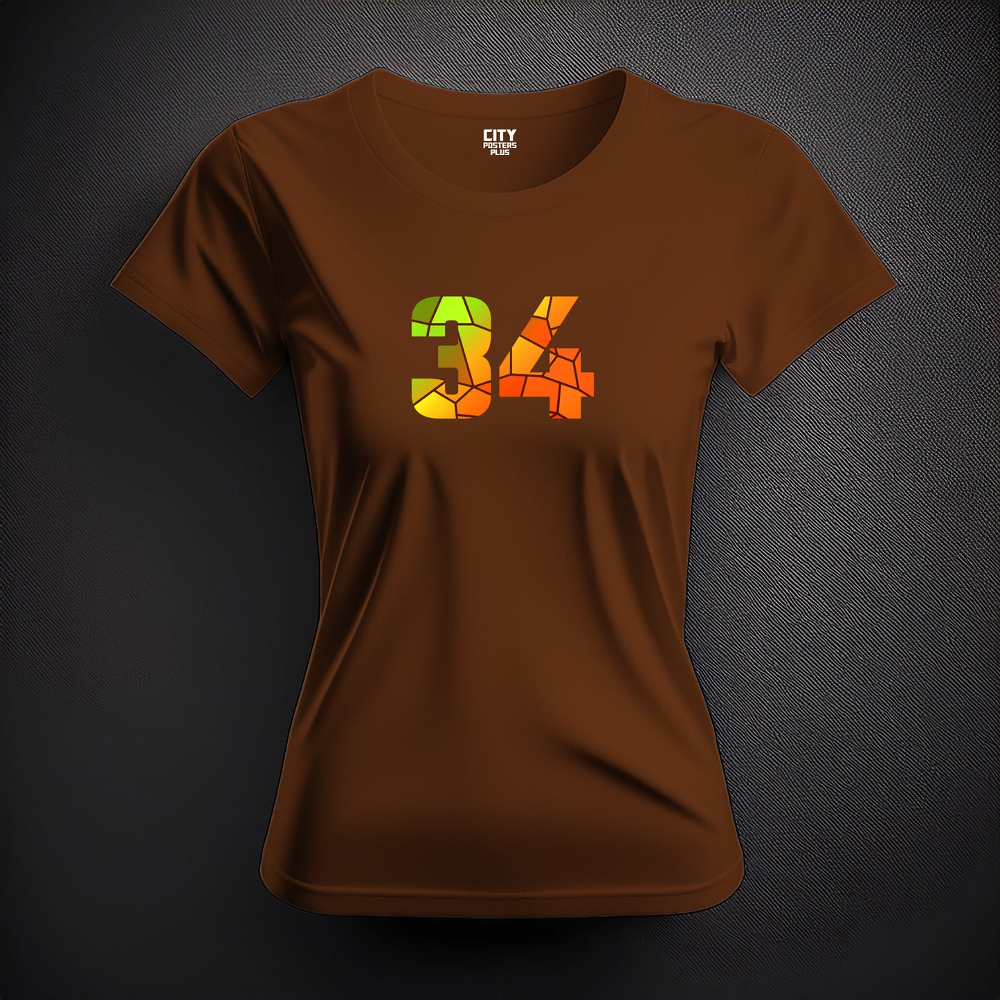 34 Number Women T-Shirt (Brown)