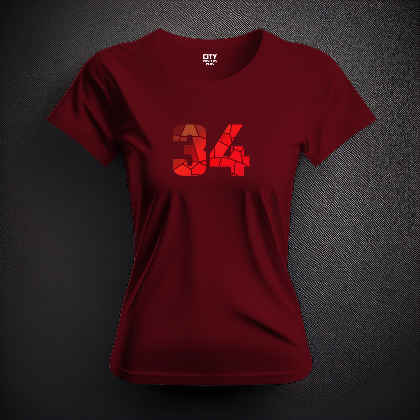 34 Number Women T-Shirt (Maroon)