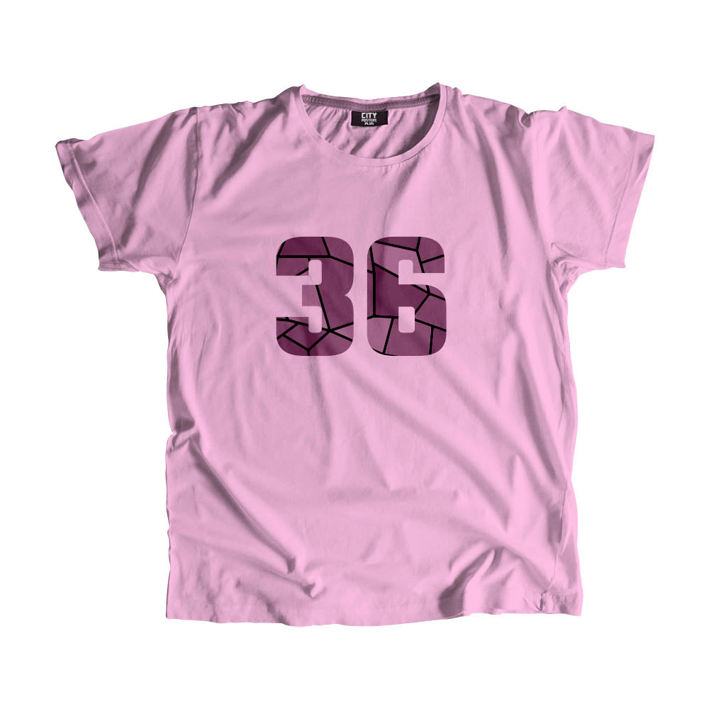 36 Number Men Unisex T-Shirt (Light Pink)