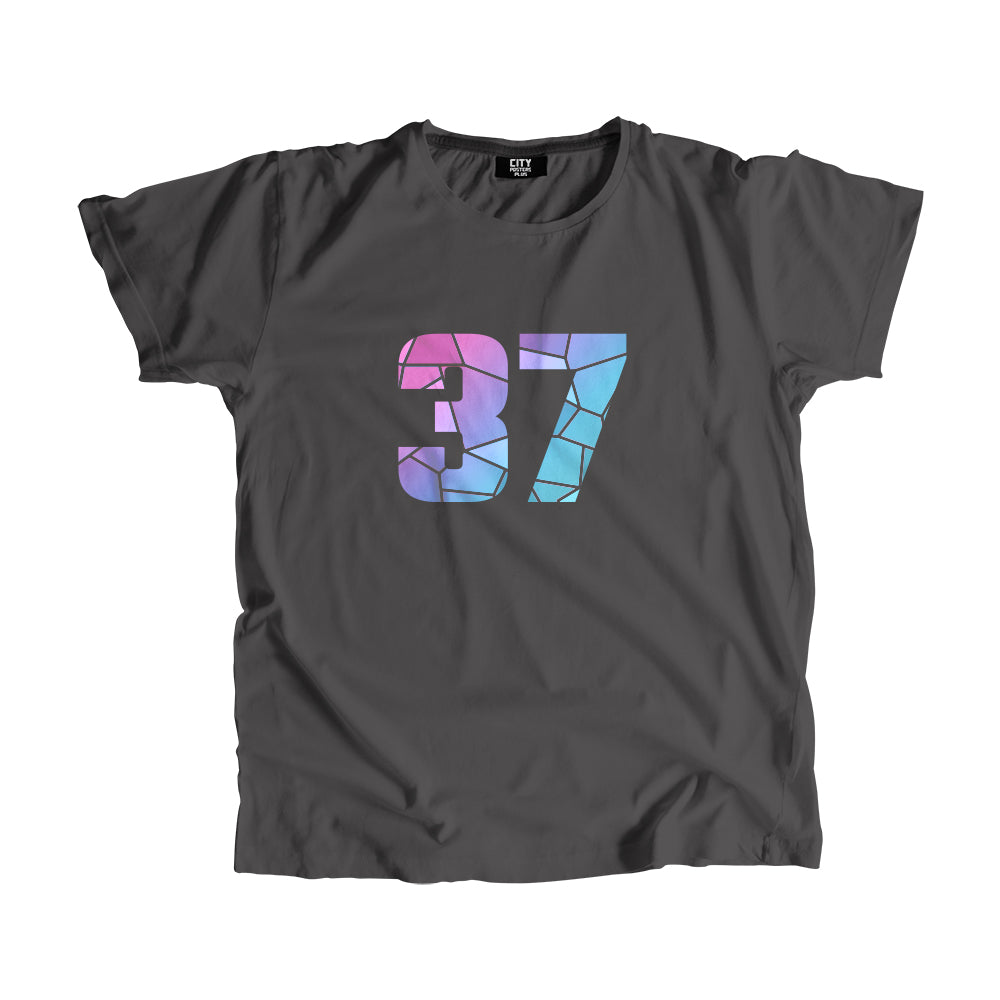 37 Number Men Unisex T-Shirt (Charcoal Grey)