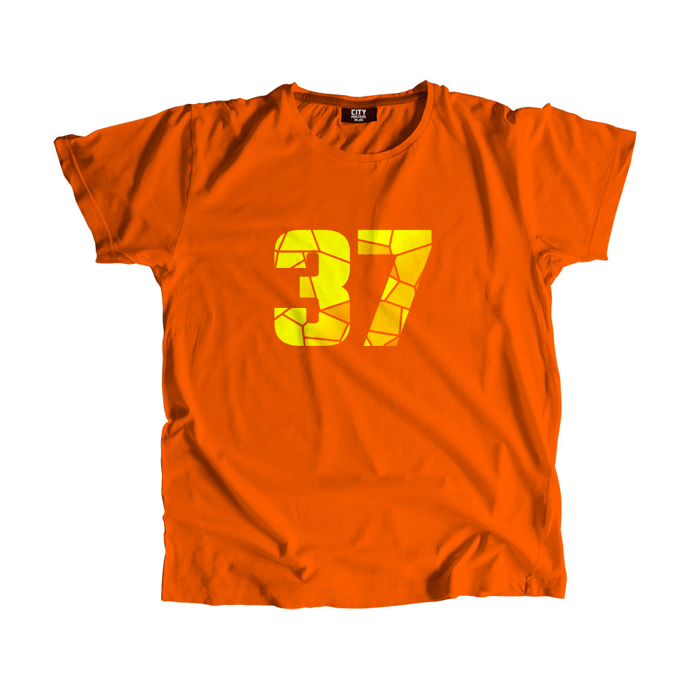 37 Number Men Unisex T-Shirt (Orange)