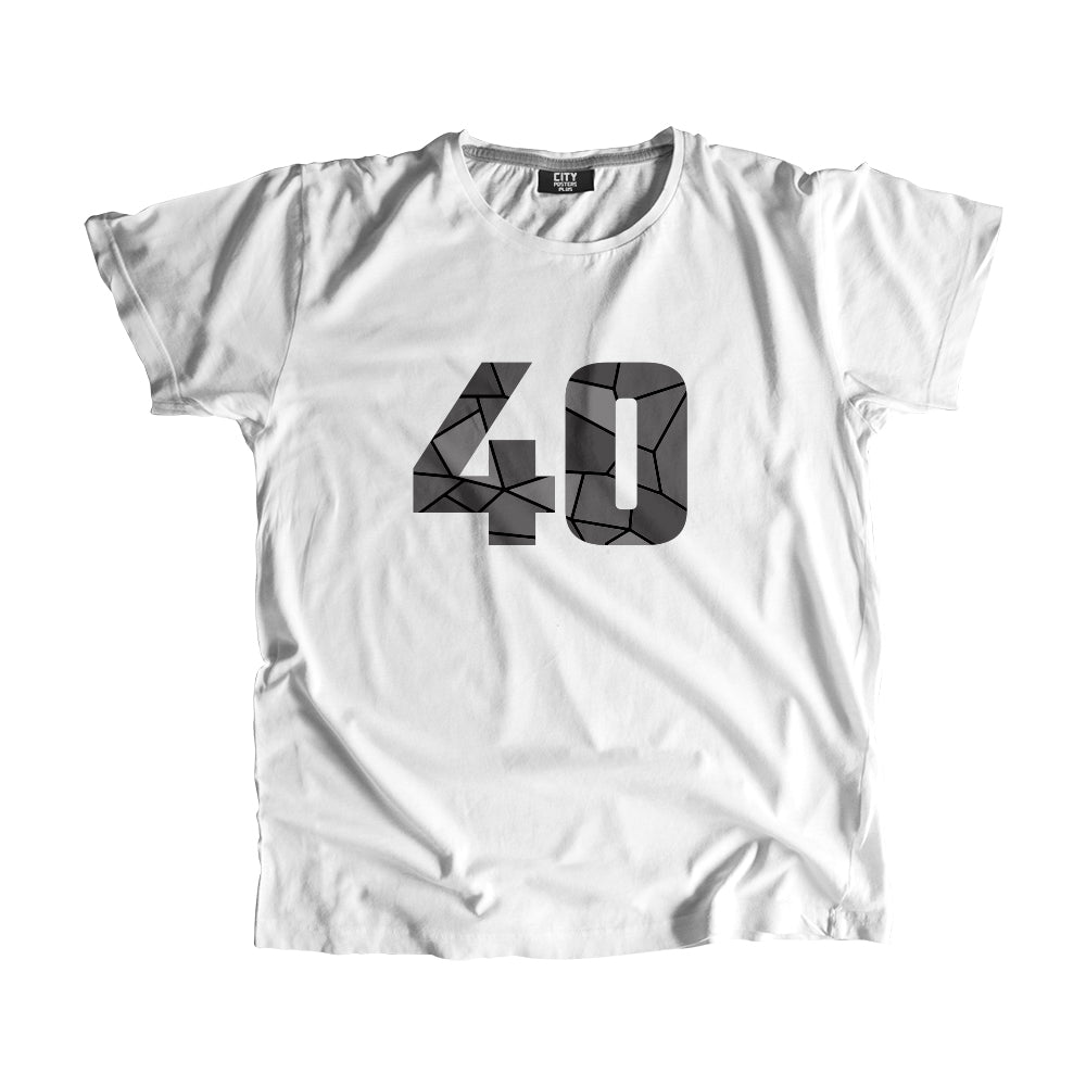 40 Number Men Unisex T-Shirt (White)