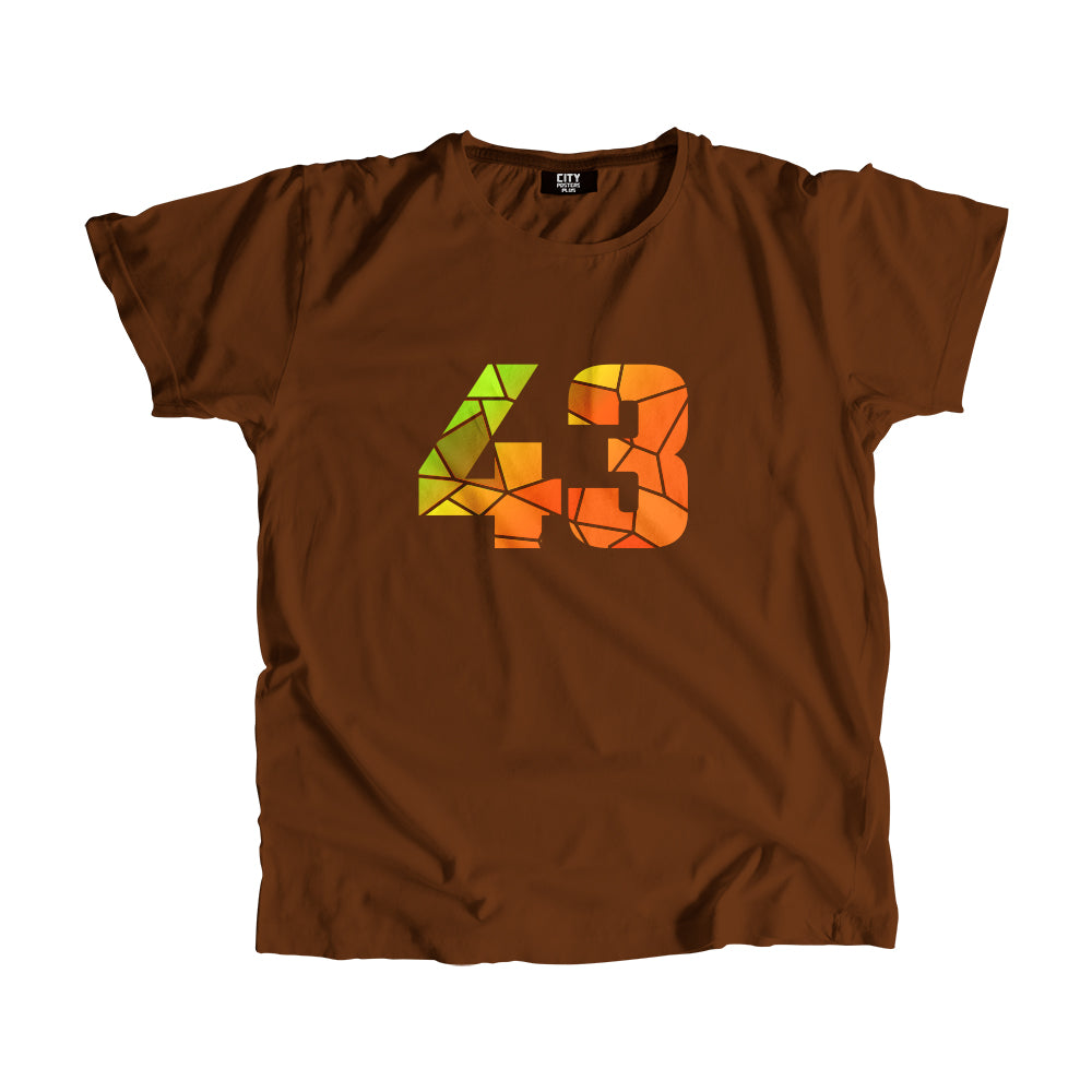 43 Number Men Unisex T-Shirt (Brown)