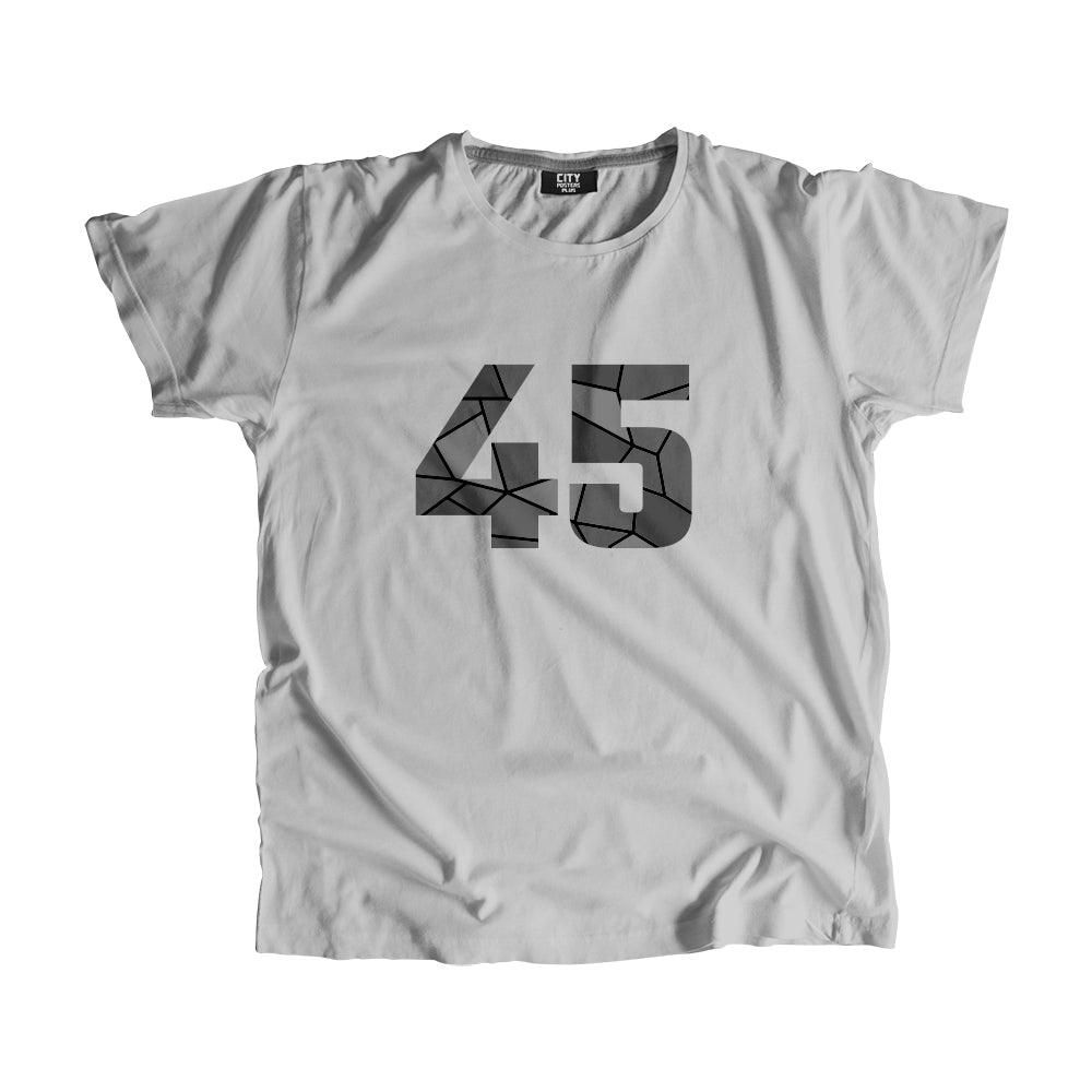45 Number Men Unisex T-Shirt (Melange Grey)