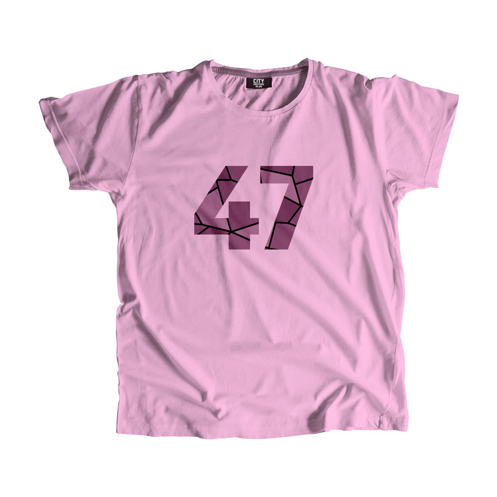 47 Number Men Unisex T-Shirt (Light Pink)