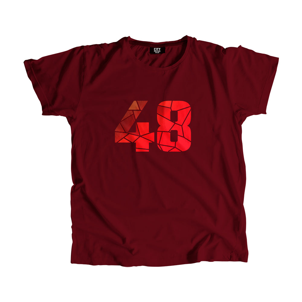 48 Number Men Unisex T-Shirt (Maroon)